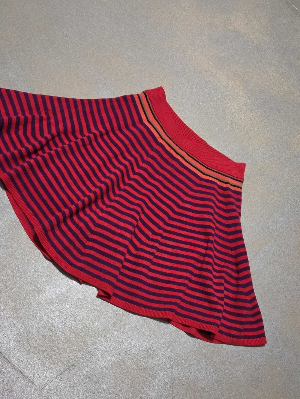 Free People Red and Navy Striped Circle Skirt